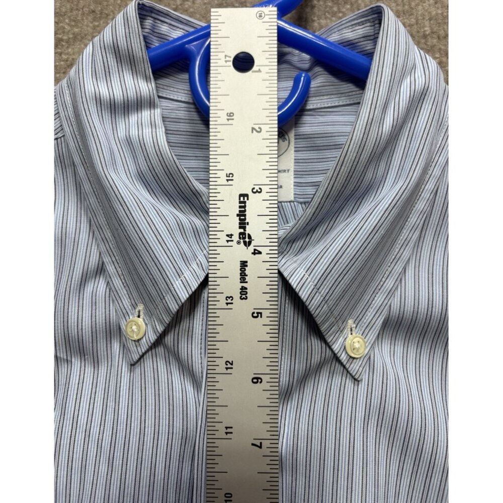 Brooks Brothers Men's 15-33 Shirt Long Sleeve Blue Black Strips Preppy Casual - Picture 8 of 16
